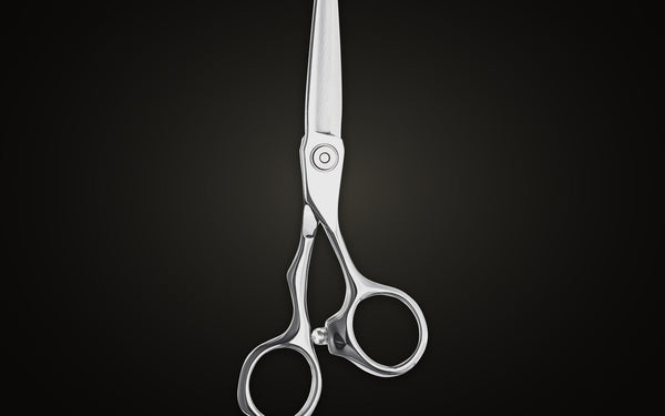 Chromium cutting shear, Japanese ATS-314 steel, closed, front view on onyx