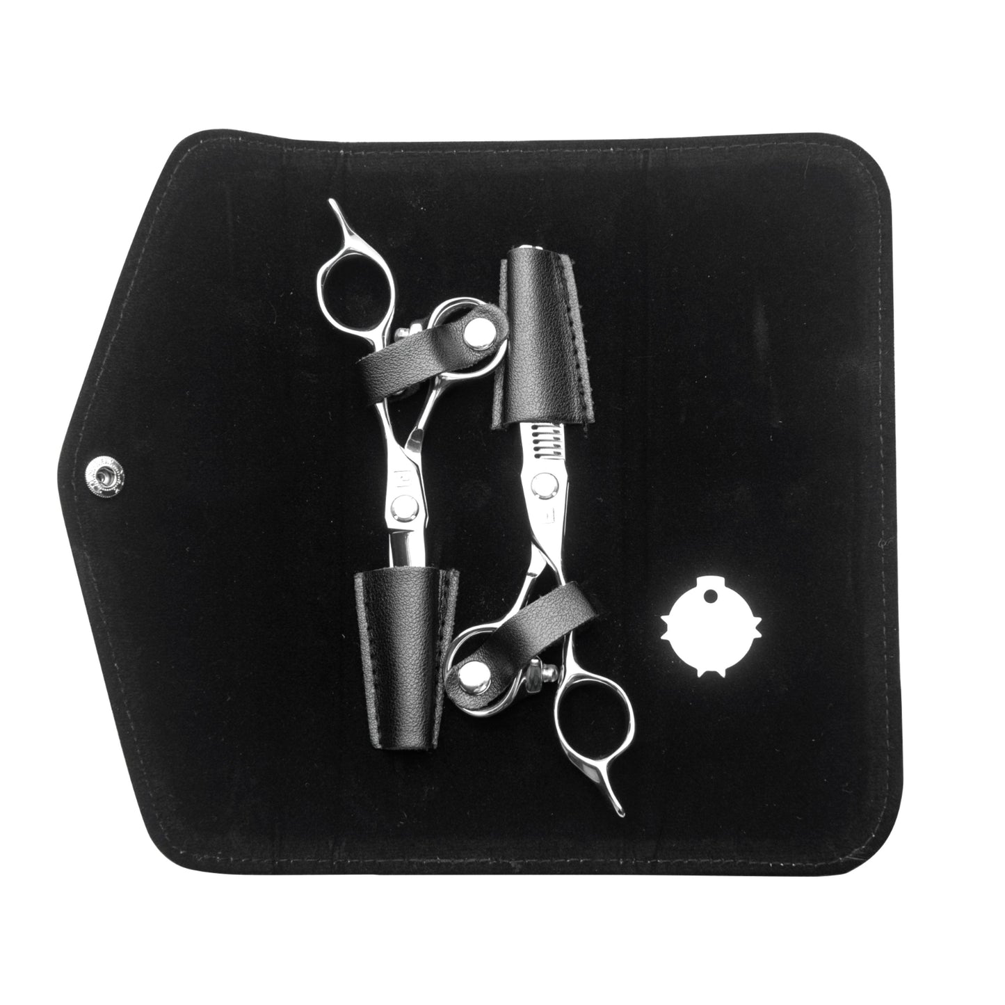 InfynitEdge cutting and thinning shear set laid out with subscription kit contents