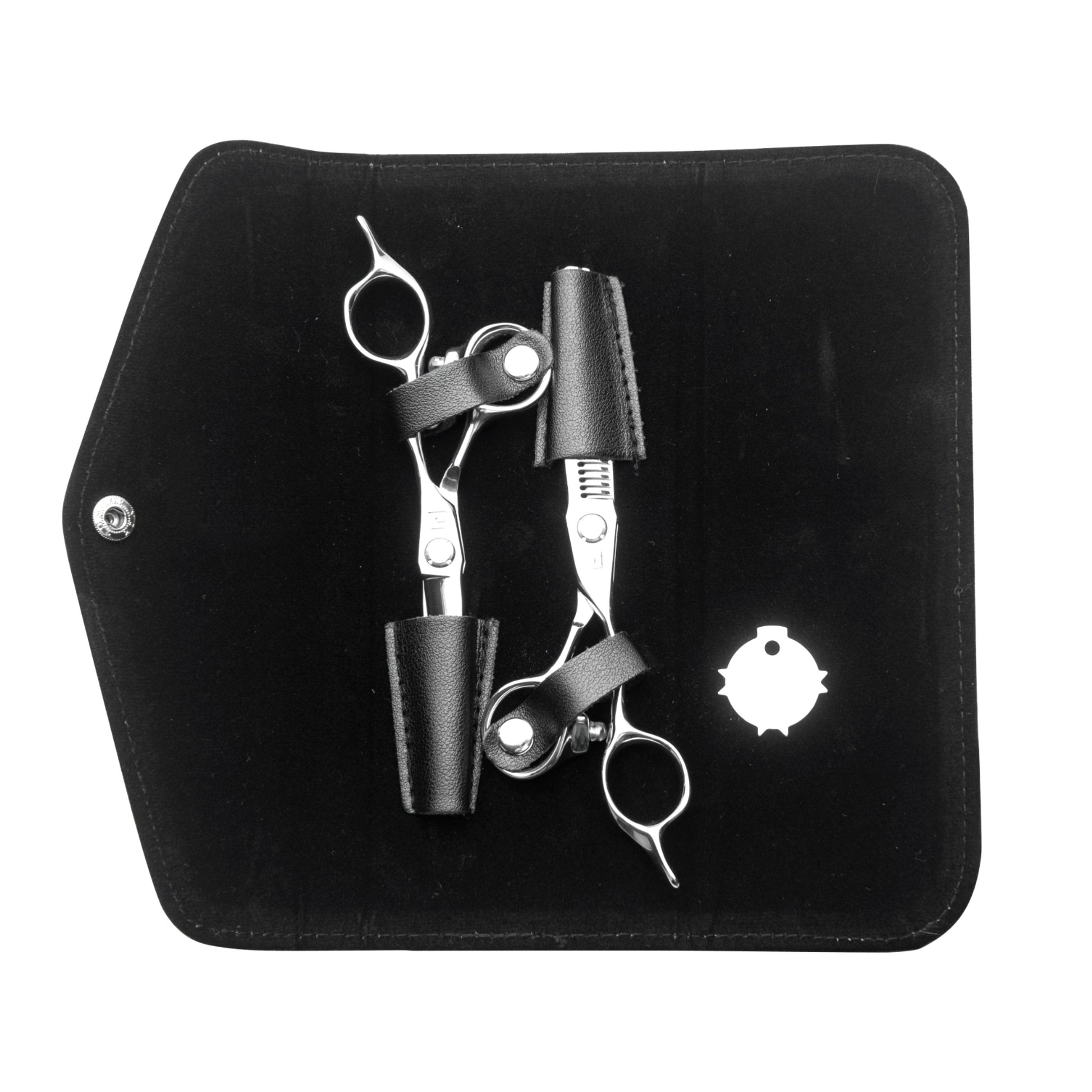 InfynitEdge cutting and thinning shear set laid out with subscription kit contents